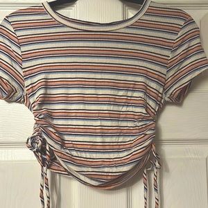 Sky and Sparrow, multi colored striped crop top, size small